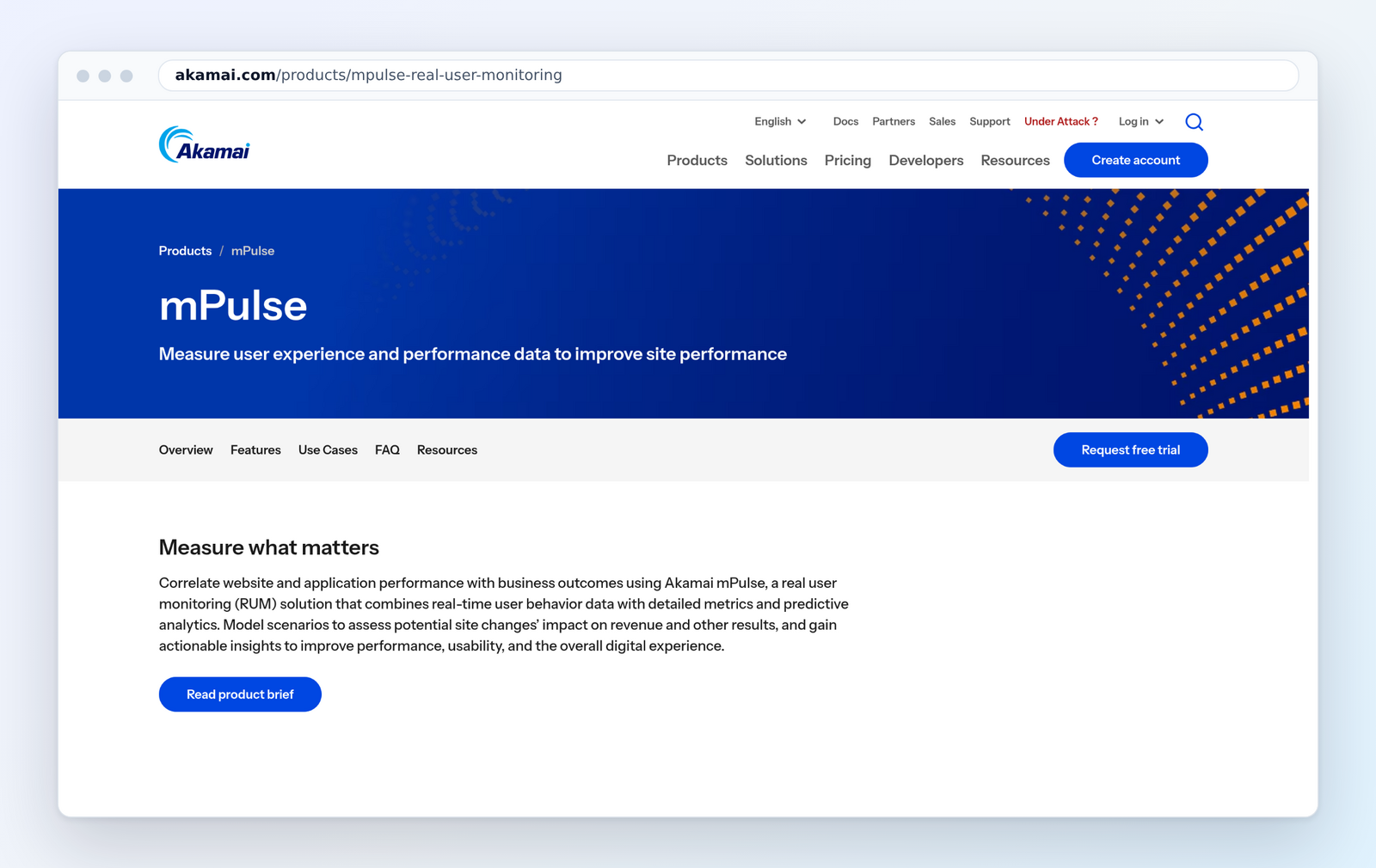 Akamai mPulse product page, October 2026