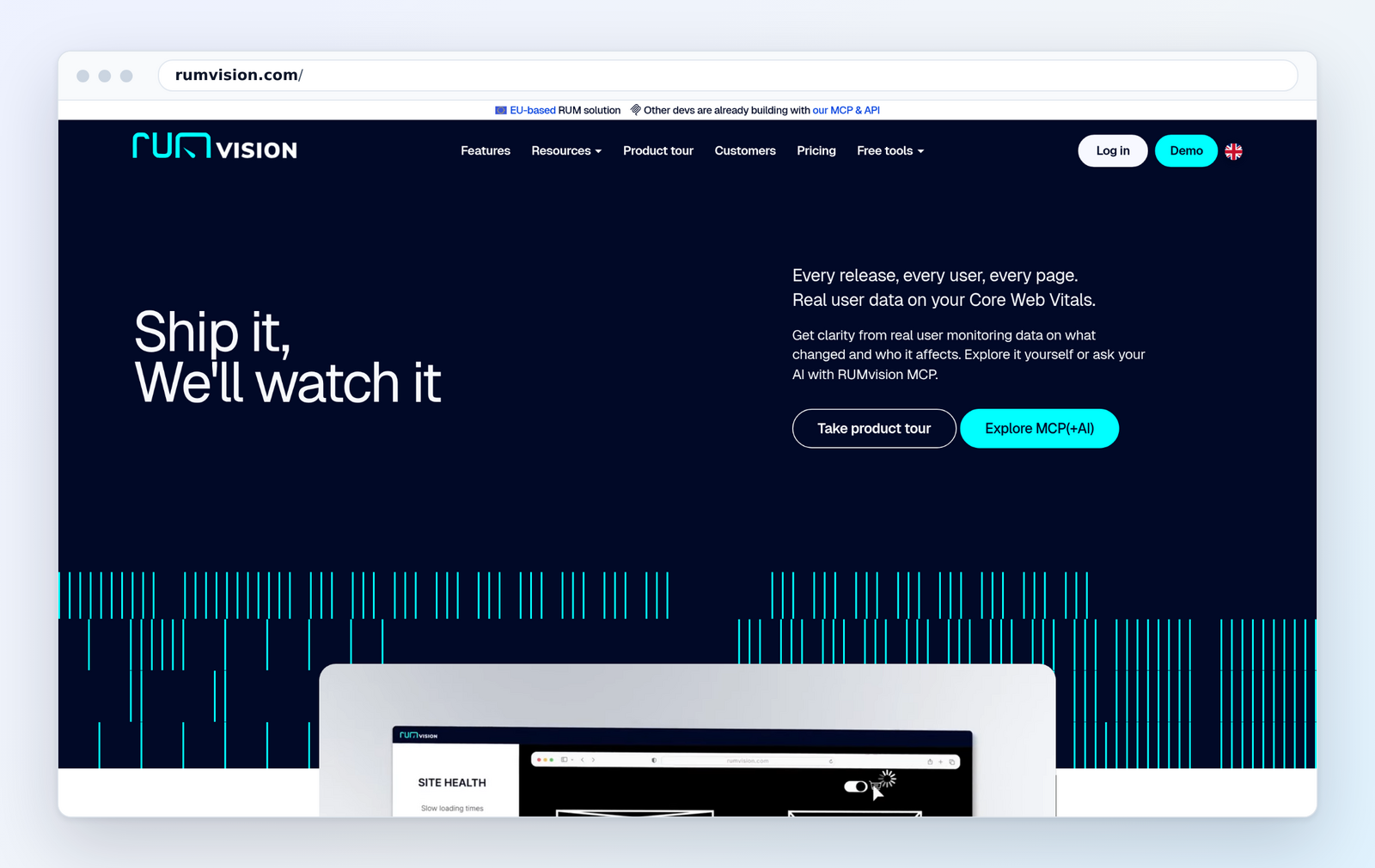 The rumvision.com homepage, October 2026